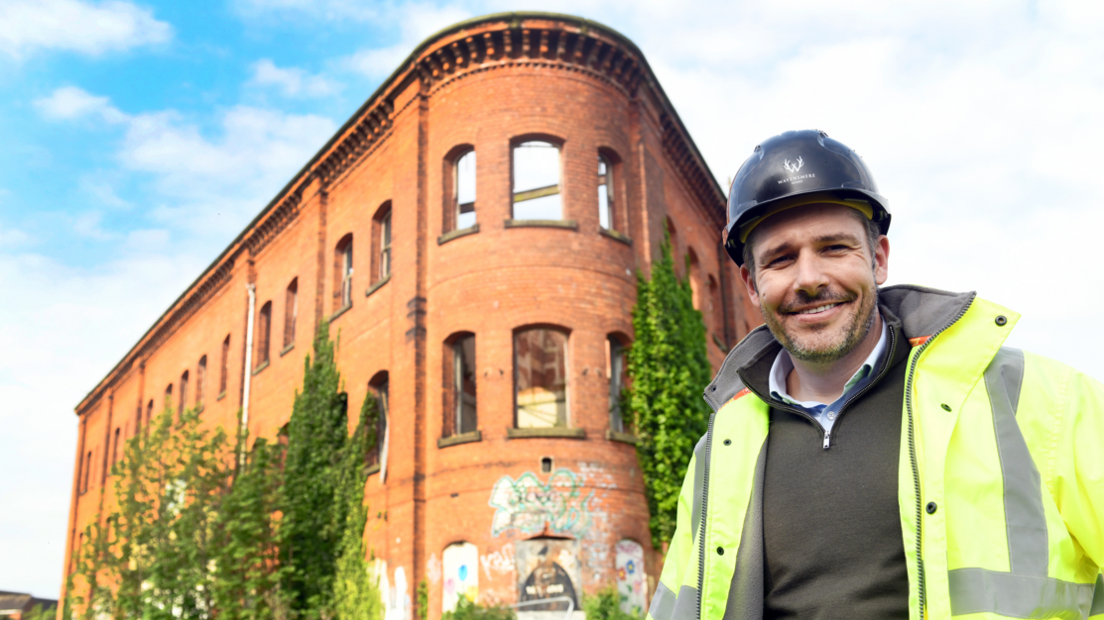 James Dickens, Managing Director of Wavensmere 91ȱs, in front of the Friar Gate Goods Yard warehouse