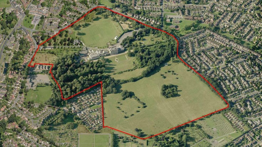 Aerial view of the Caversham Park site