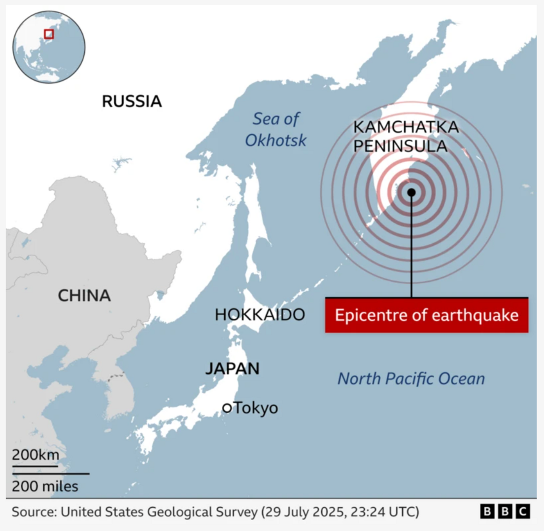 A map showing the location of the earthquake.