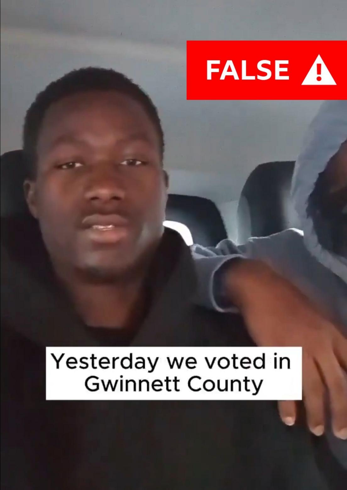 A screenshot showing a black man and the caption "yesterday we voted". There is a 'fake' label in red across the top of the image.