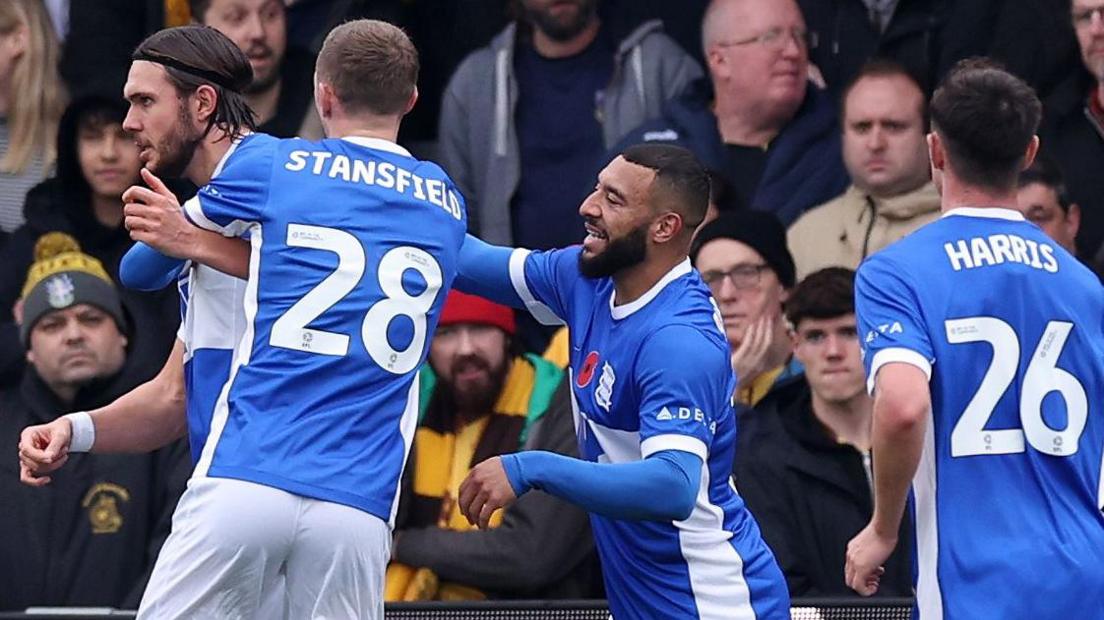 Birmingham celebrate Willum Willumsson's goal