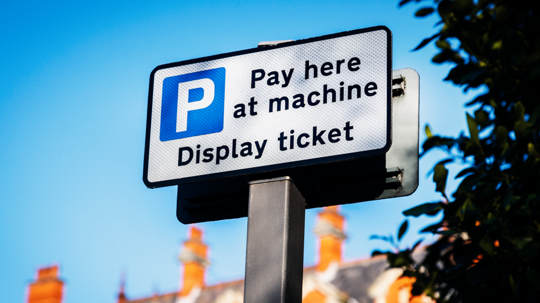 A parking sign from a car park