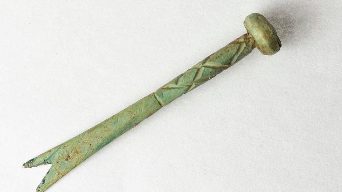 Close up of green Roman nail clipper