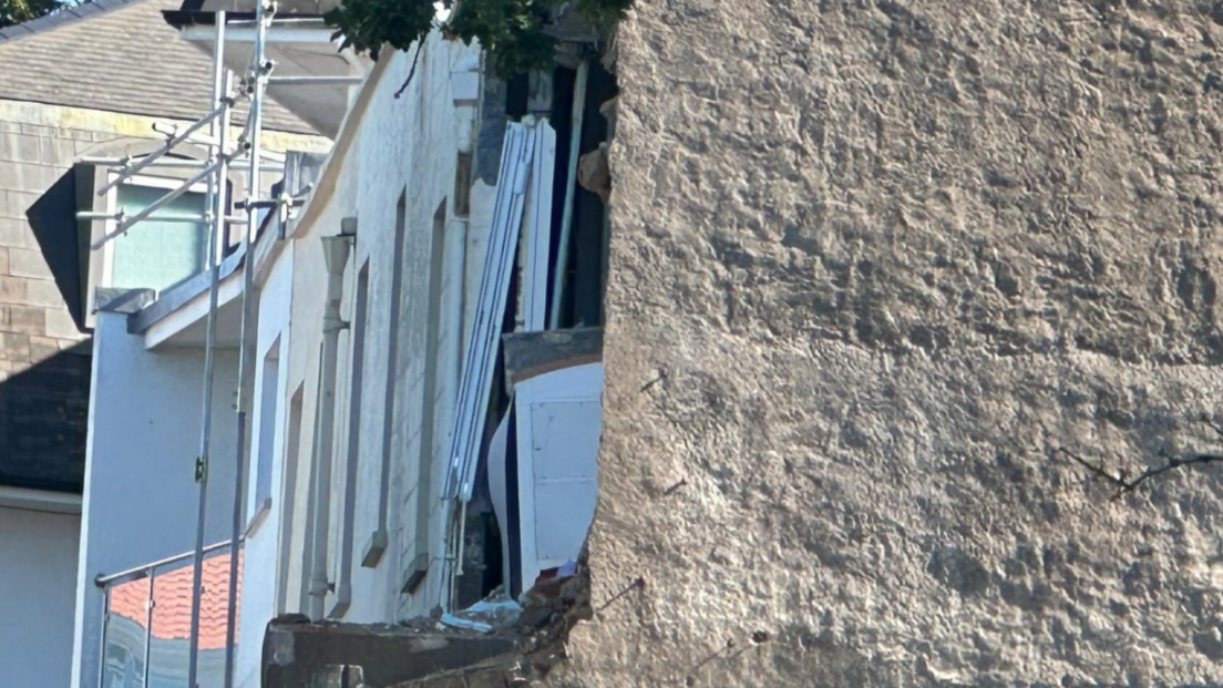 A house damaged in an incident in Jersey