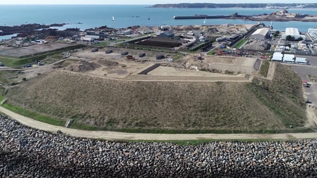 La Collette waste mound looking on to Havre des Pas beach