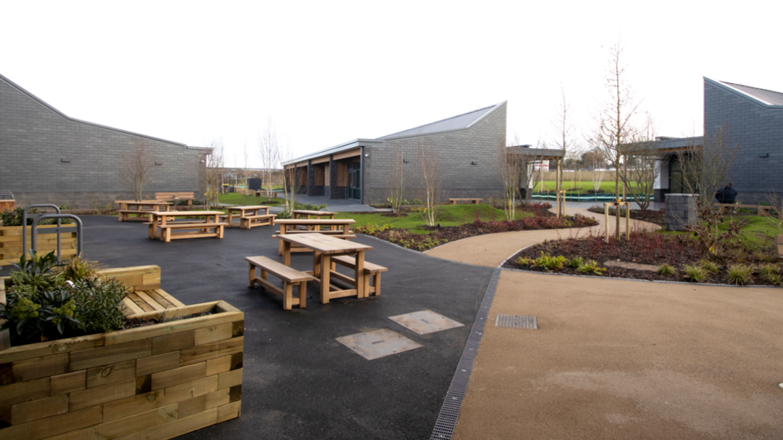 The outdoor areas of the school