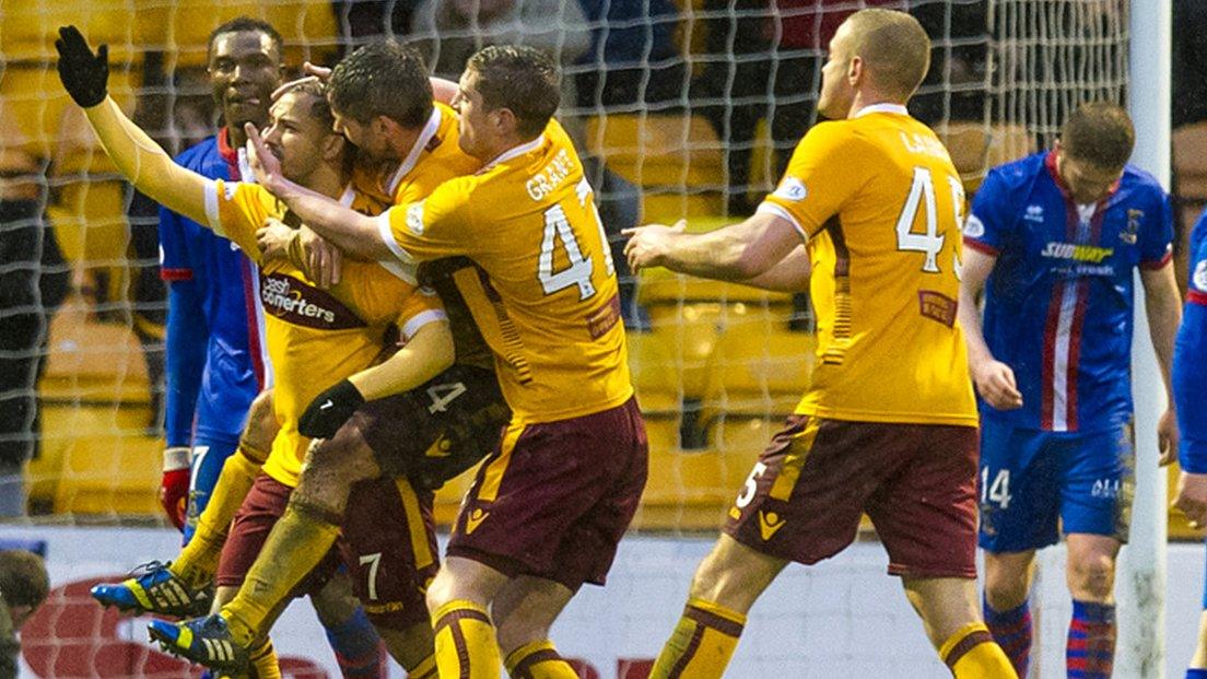 Motherwell players celebrating