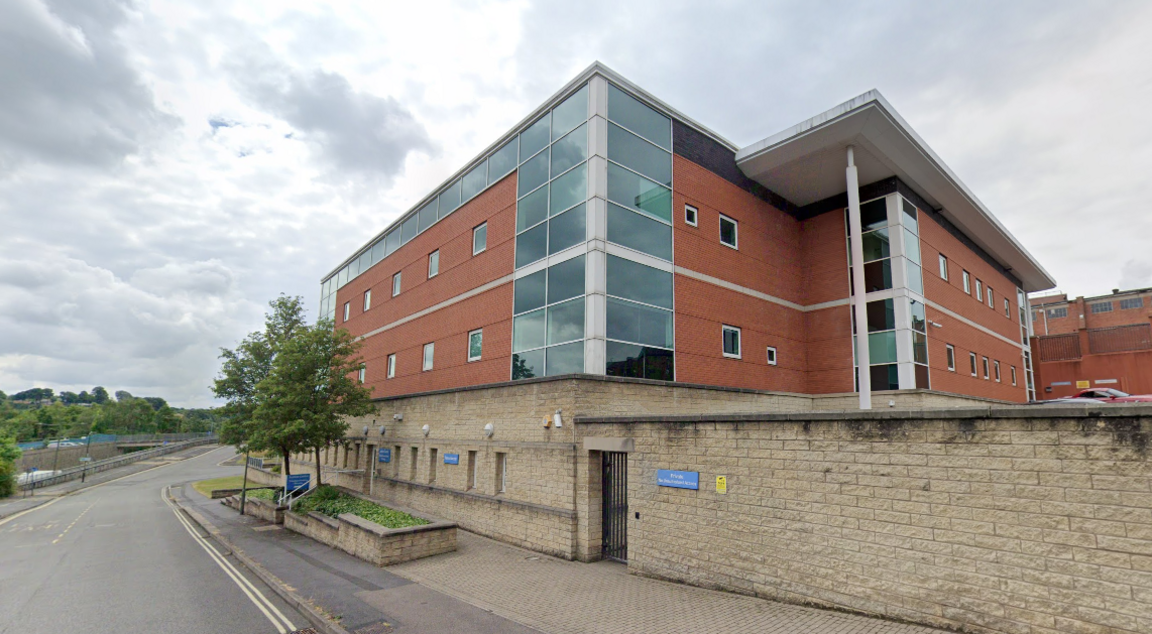A large brick office building