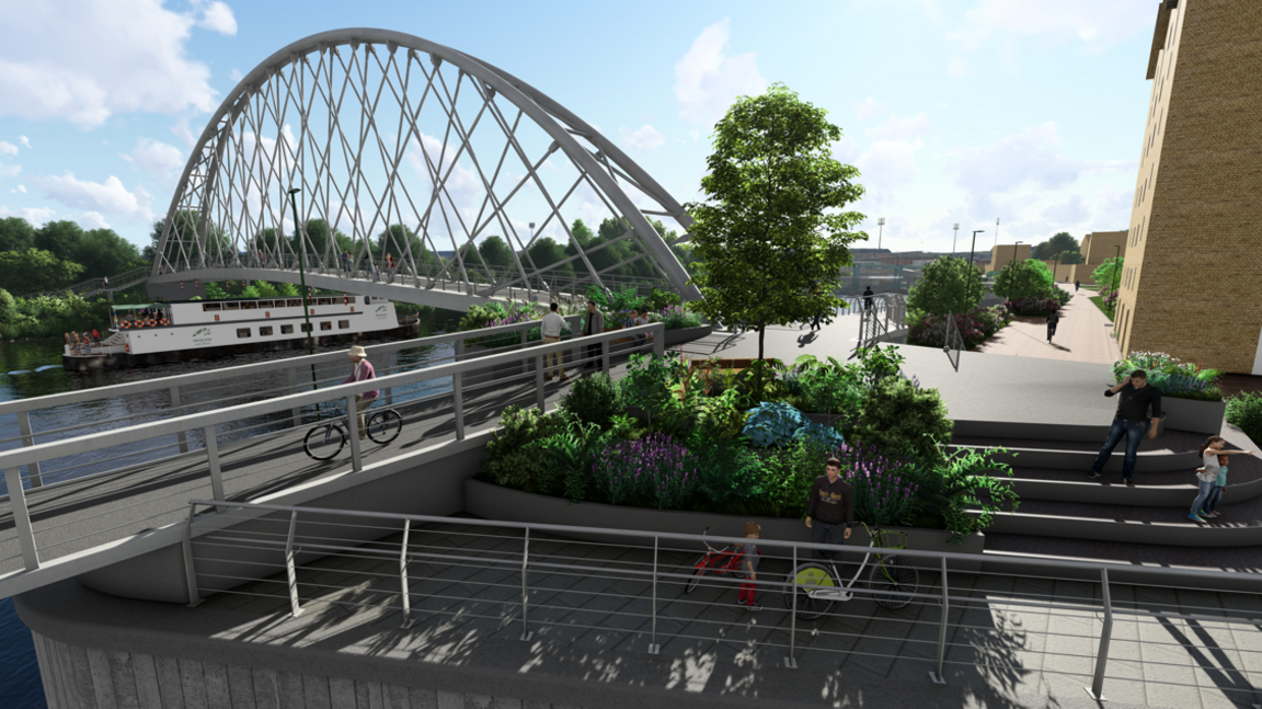 An artist's impression of the new pedestrian and cycle bridge