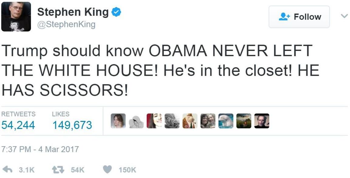 Screengrab of tweet by @StephenKing