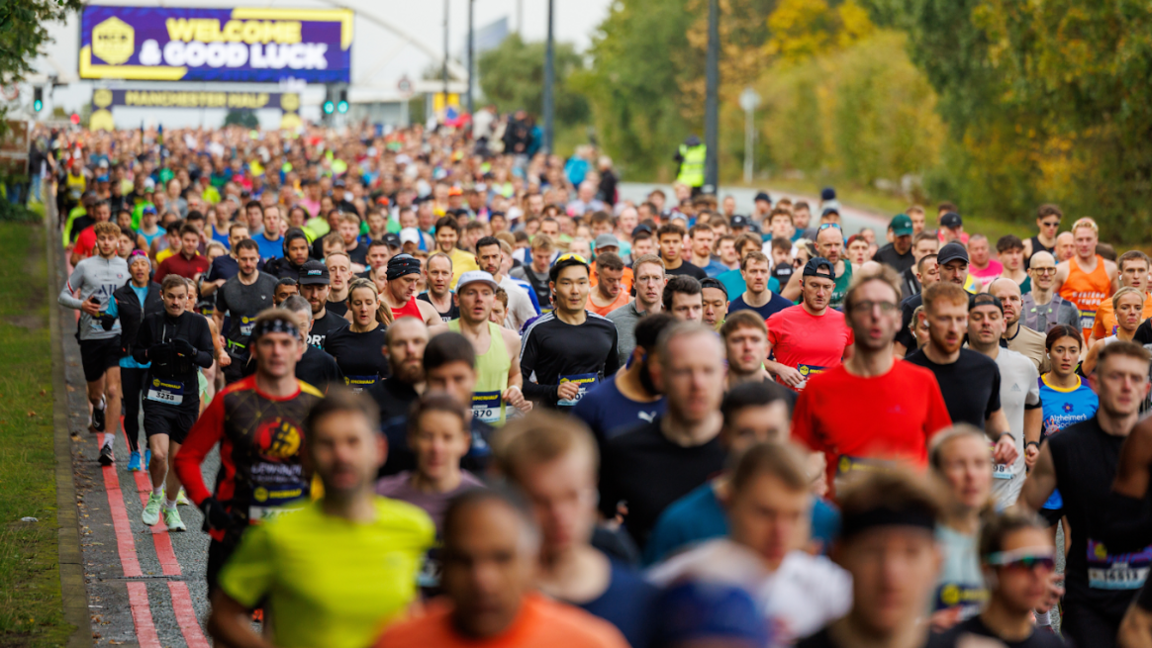 Runners run past the camera at last year's Manchester Half