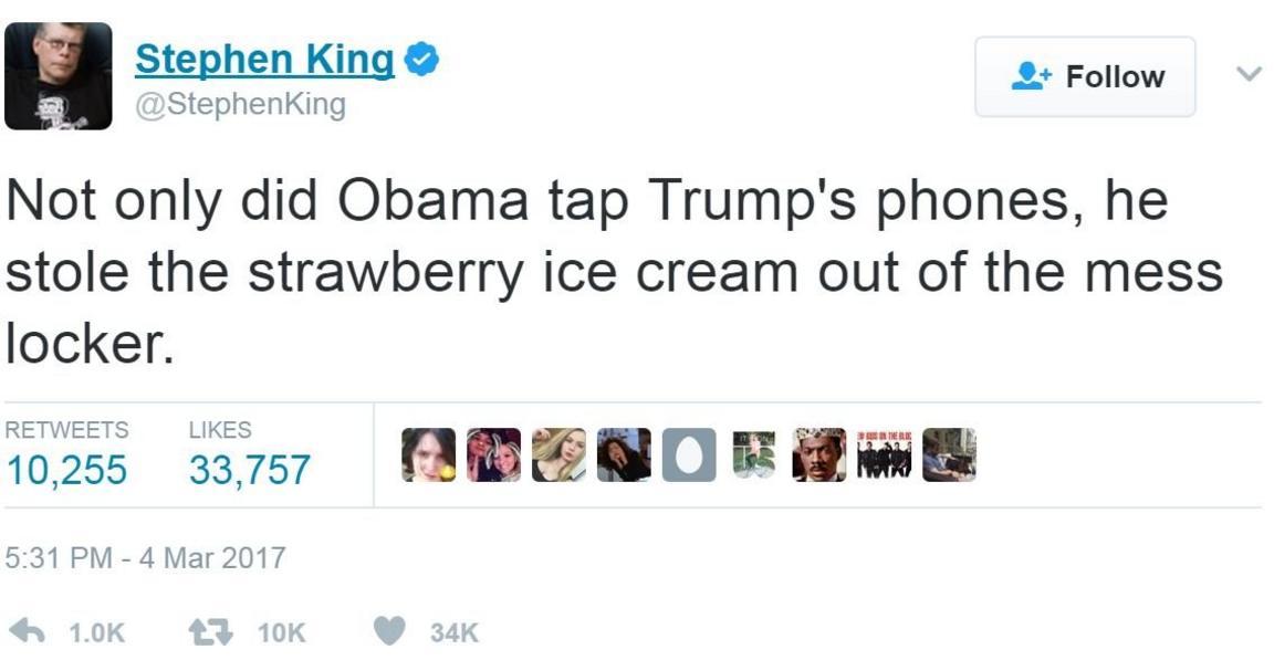 Screengrab of tweet by @StephenKing