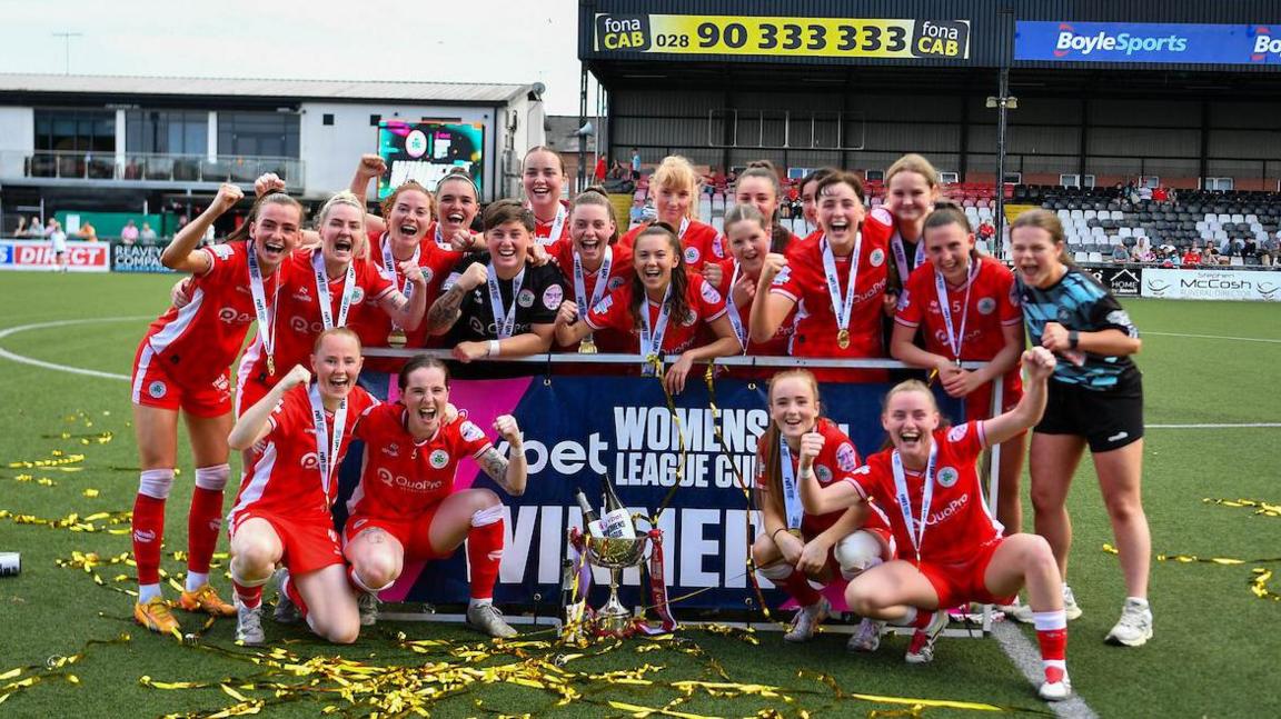 Cliftonville celebrate Women's League Cup win