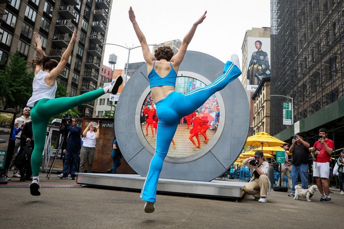 Dance performances take place in both sides of the portal in Dublin and New York