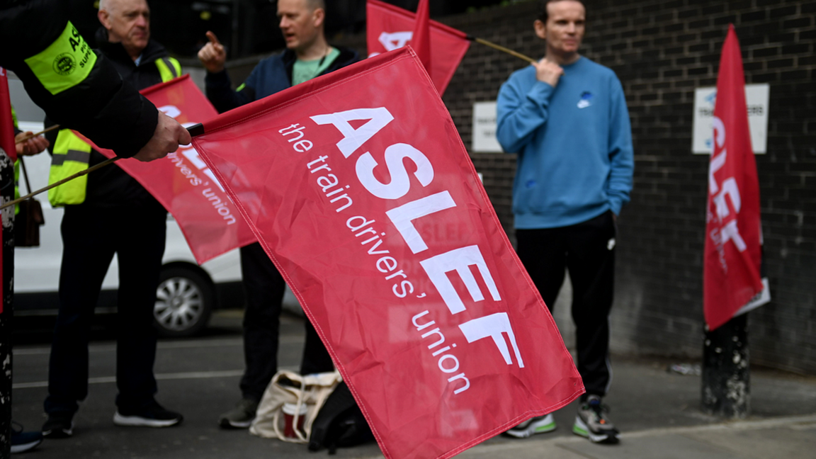 Rail workers on strike