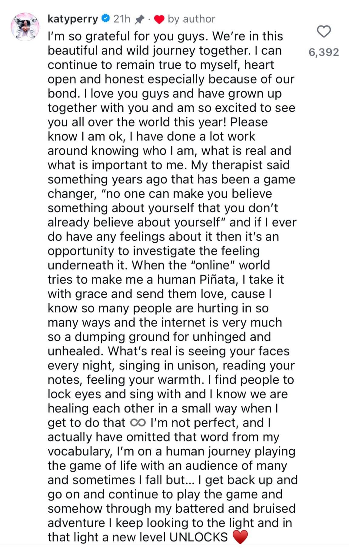 Katy Perry’s statement