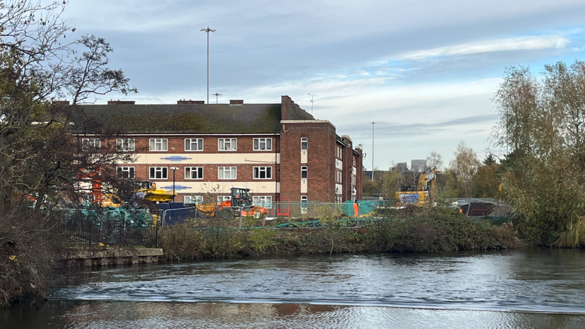 machinery clearing land next to Exeter House in Derby