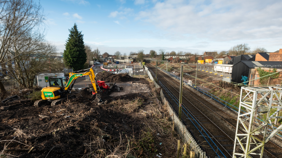 Work on the building of Willenhall station