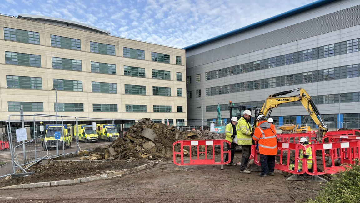 Building work begins outside Swindon's Great Western Hospital