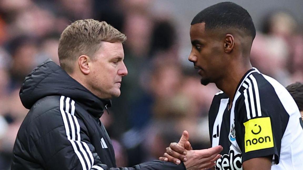 Newcastle manager Eddie Howe and striker Alexander Isak