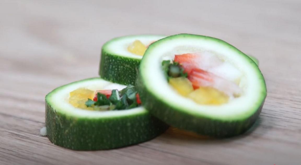 Vegetables in the shape of sushi rolls