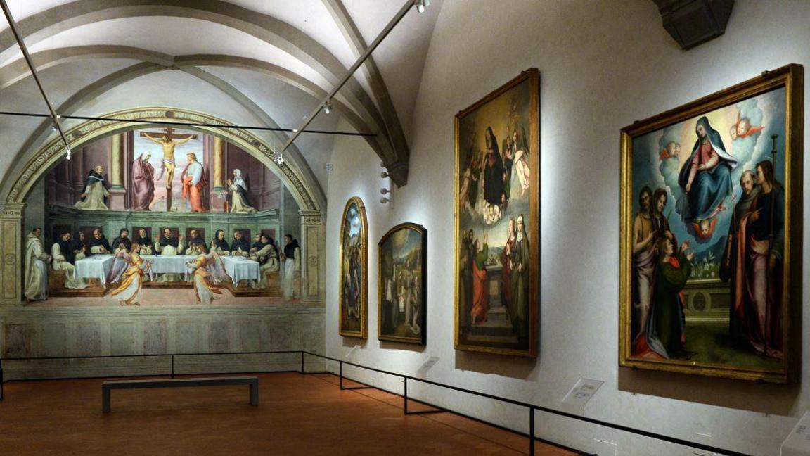 Inside the Large Refectory of San Marco Convent, with renaissance masterpieces