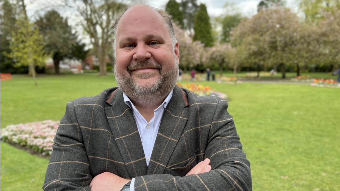 Labour leader Jim Robbins in town gardens