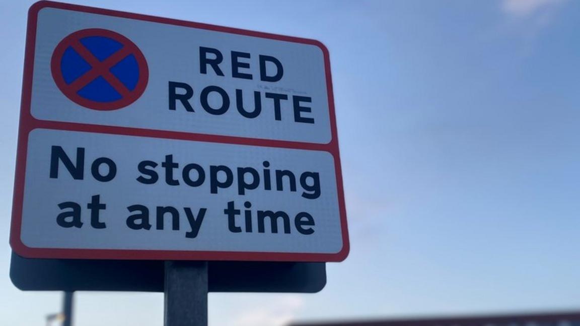 Red route sign