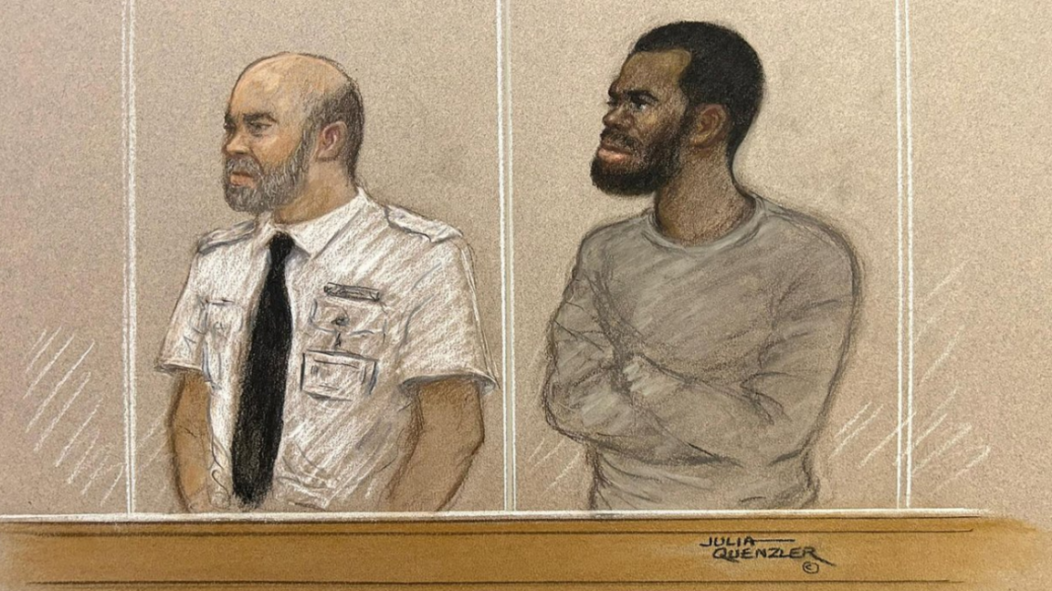 A court sketch of Yostin Andres Mosquera at the Old Bailey