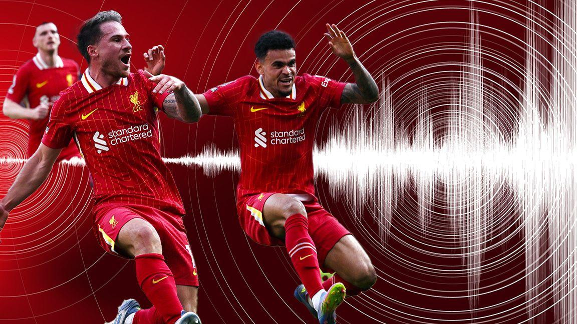 Alexis Mac Allister of Liverpool celebrates scoring his team's second goal.
