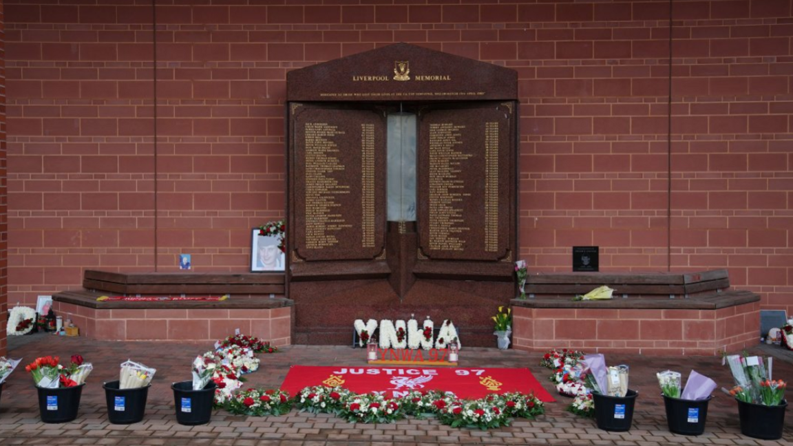 The Hillsborough memorial at Liverpool's Anfield ground