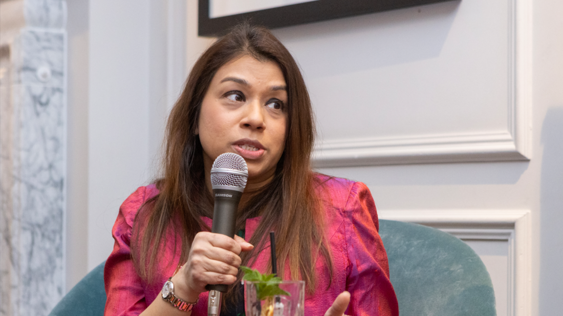 Tulip Siddiq speaking at an event in 2023