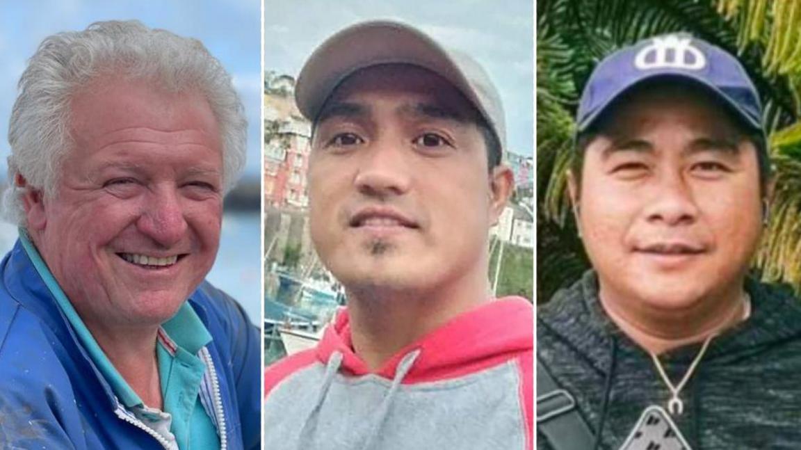 Handout photos of L'Ecume II's skipper Michael Michieli and crew members Larry Simyunn and Jervis Baligat. They have been combined together to form one photo.
