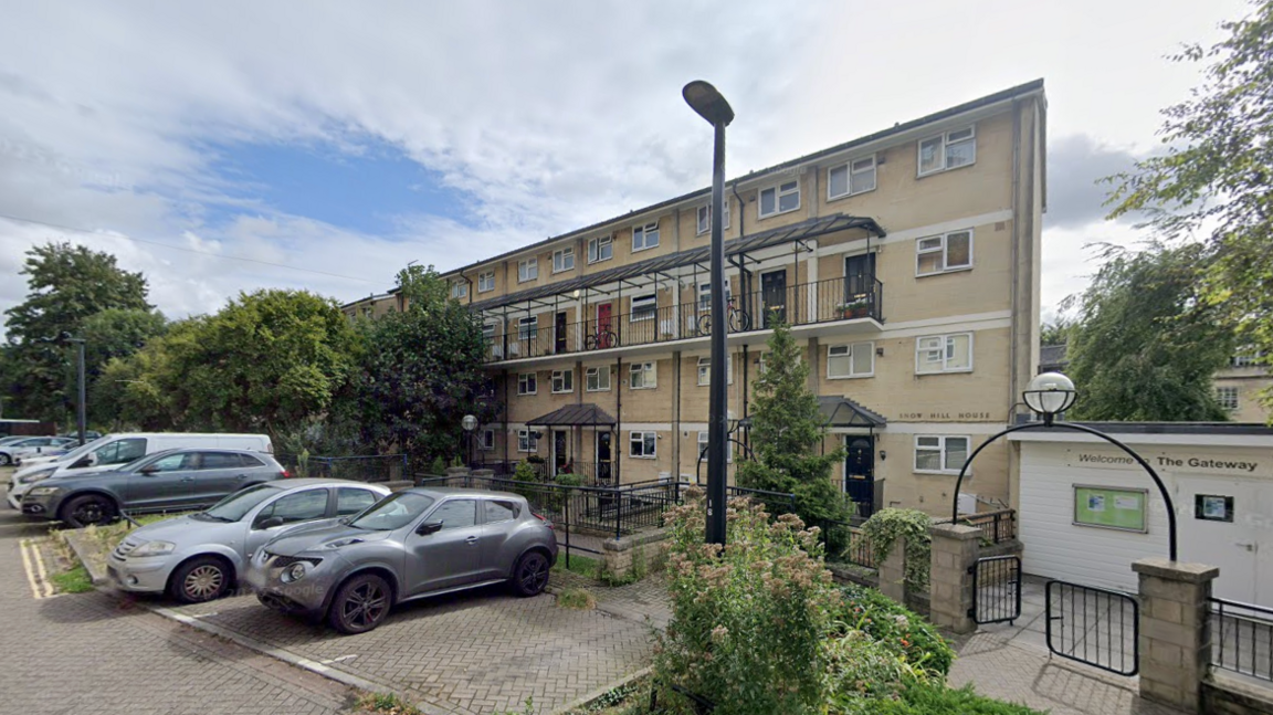 Google maps street view of a block of flats in Bath. 