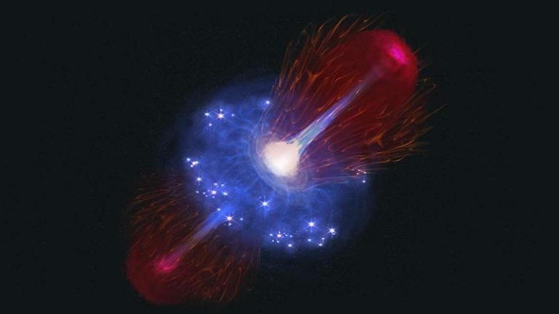 Artist’s impression of a black hole during one of its short periods of rapid growth.