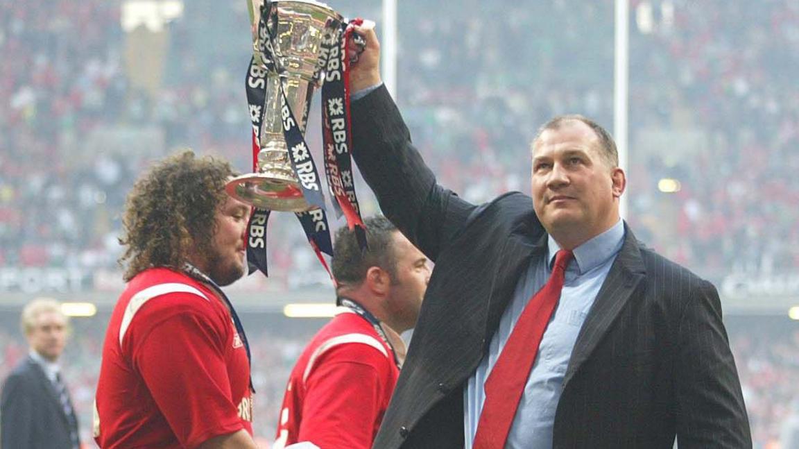 Mike Ruddock holds the Six Nations trophy