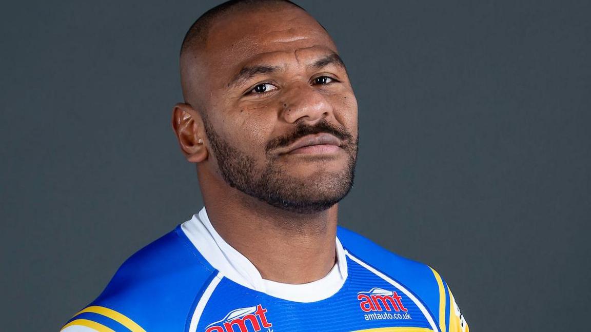 Maika Sivo poses for a pre-season picture in his Leeds Rhinos kit