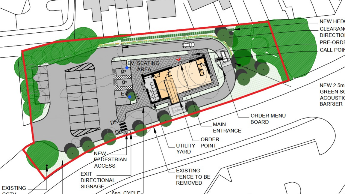 A computer-generated map of where the Starbucks will be situated.