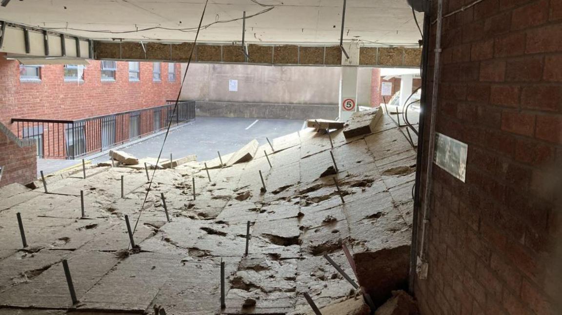 Collapsed car park ceiling in Bristol