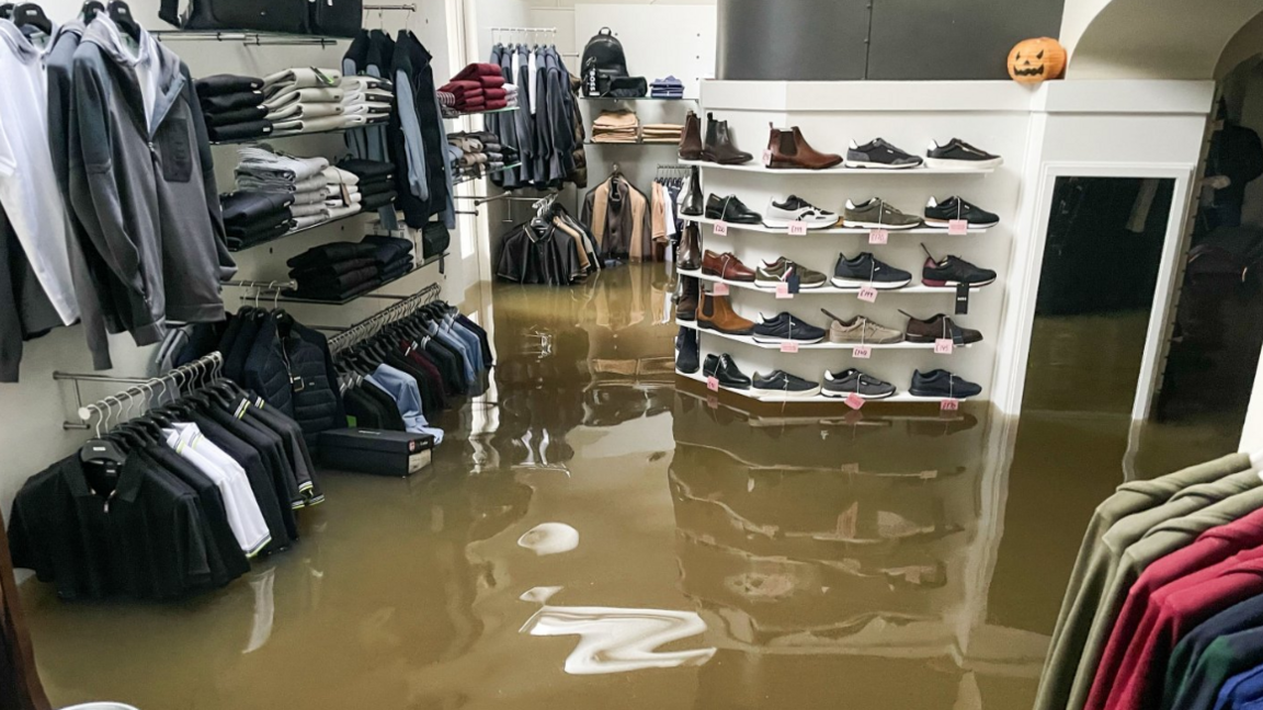 Water inside McCartan Bros in Newry