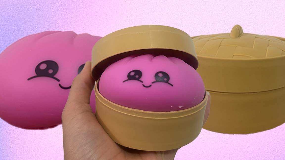 Dumpling squish out of box, in box and closed box