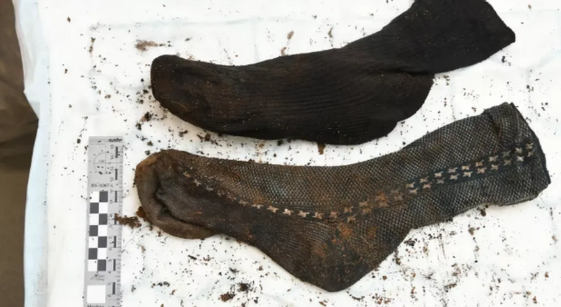 A pair of odd socks, found at the scene