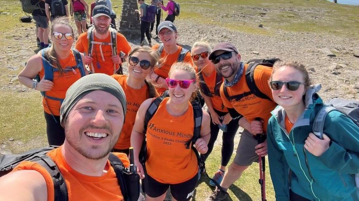 Steve with hikers in Yorkshire