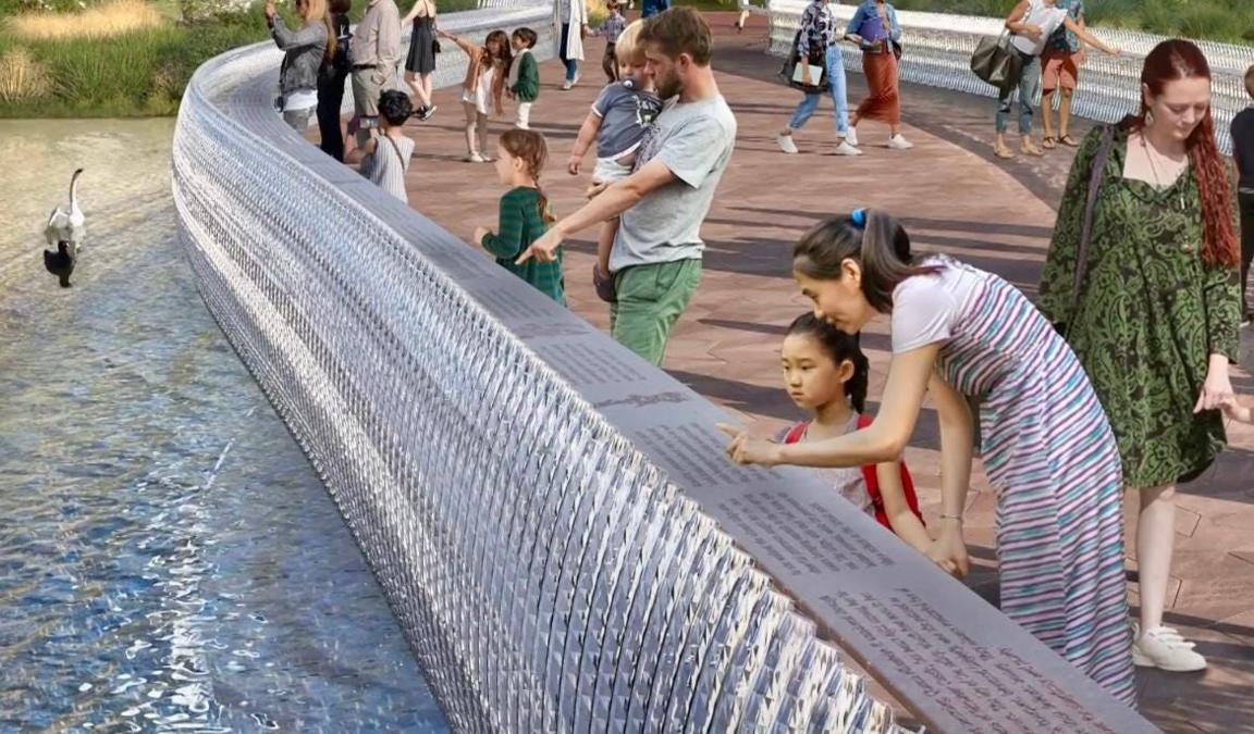Artist's impression of the new Unity Bridge across St. James's Park Lake.