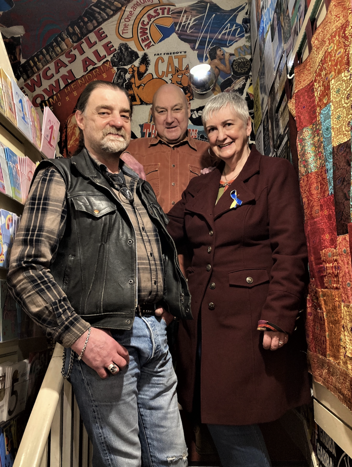 Beryl Hankin along with Colin Harrison and Tony Smith in the Darlington shop