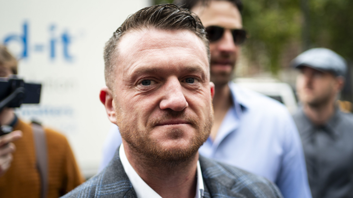 Tommy Robinson, whose real name is Stephen Yaxley-Lennon, arrives at Westminster Magistrates' Court, central London.