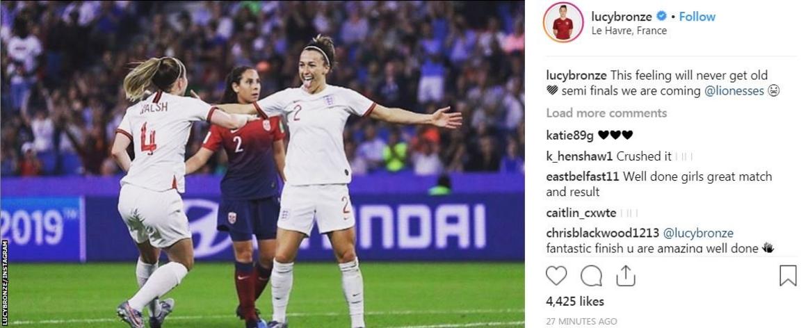 Lucy Bronze is looking forward to her second Women's World Cup semi-final having played at the 2015 tournament