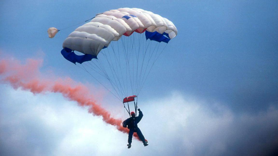 A member of The Red Devils parachute display team