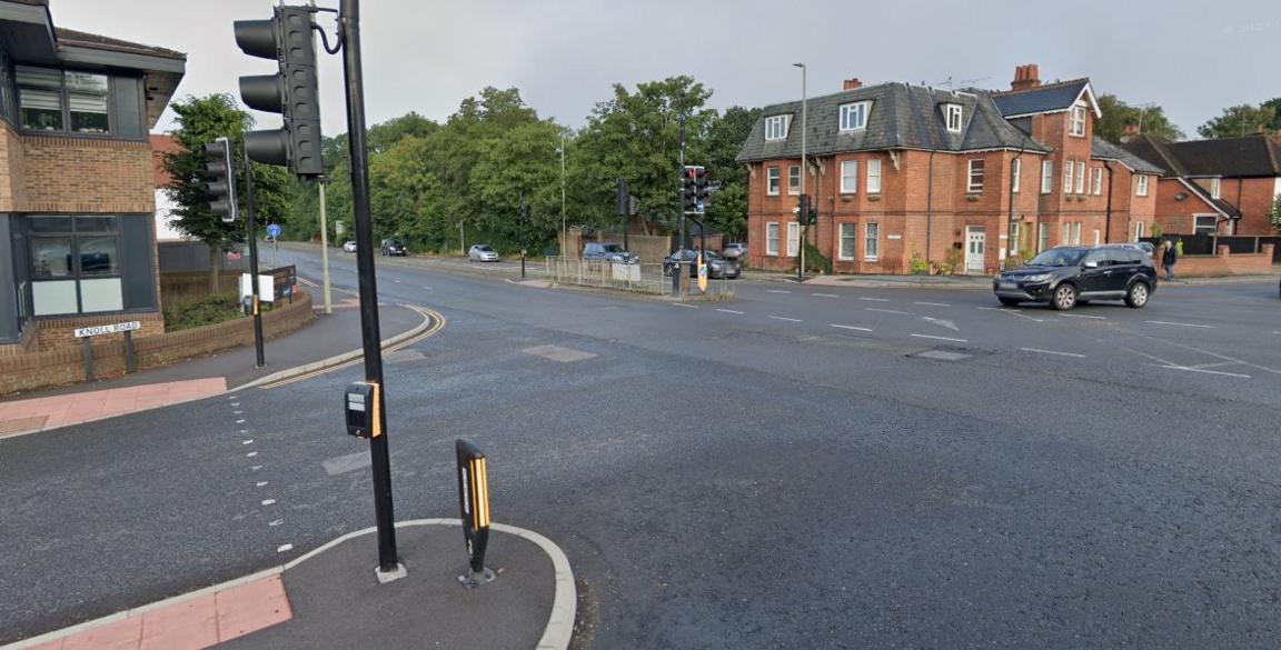 A Google Maps image of a road in Camberley