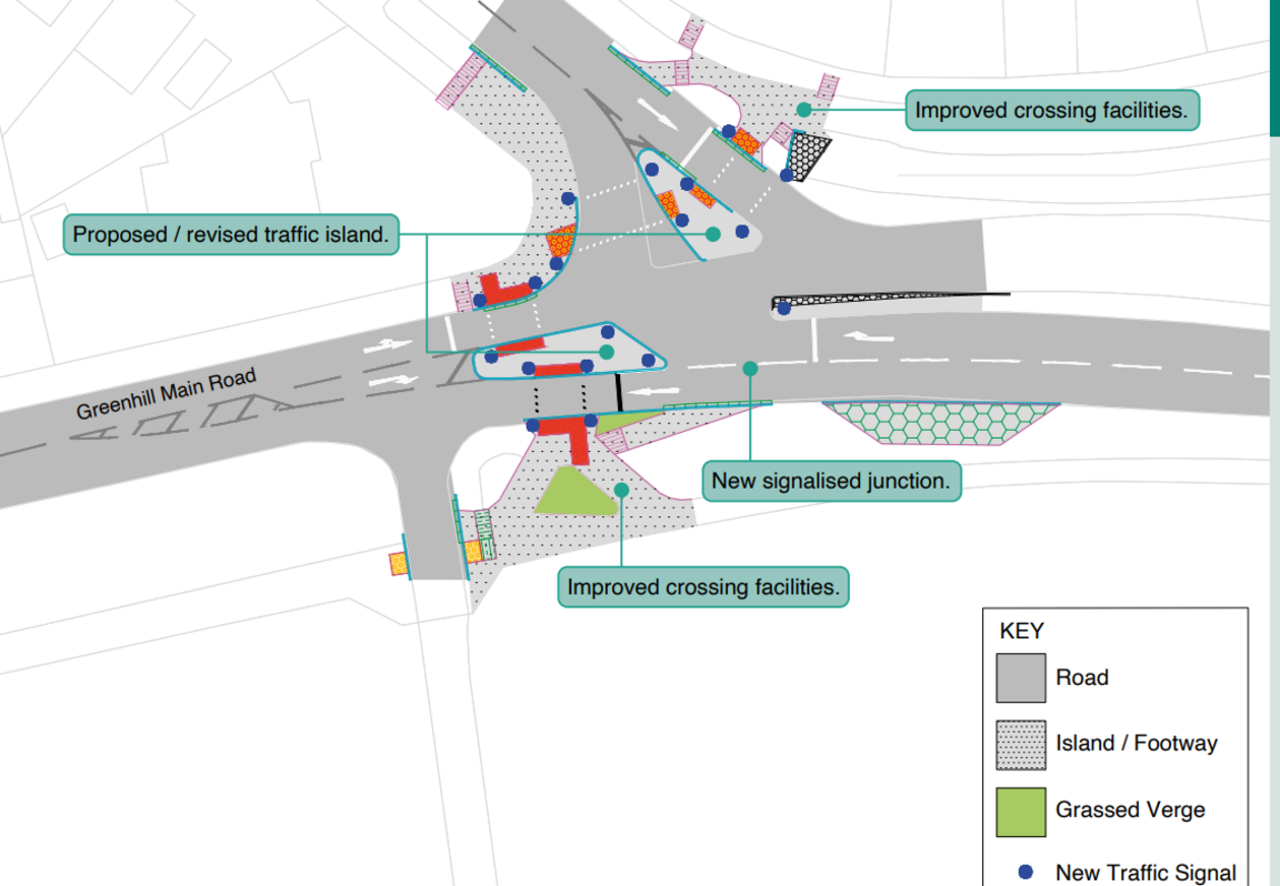 Design plans showing a crossing at Greenhill Avenue in Sheffield